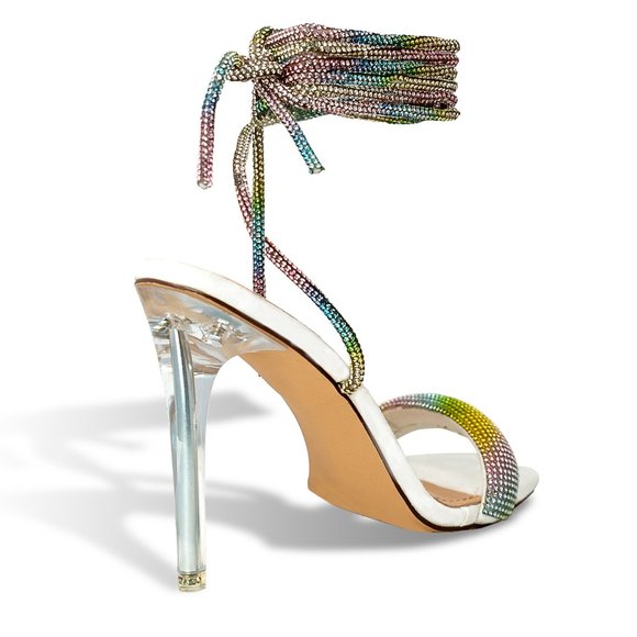 RHINESTONE LACE UP HEEL - Picture 3 of 4